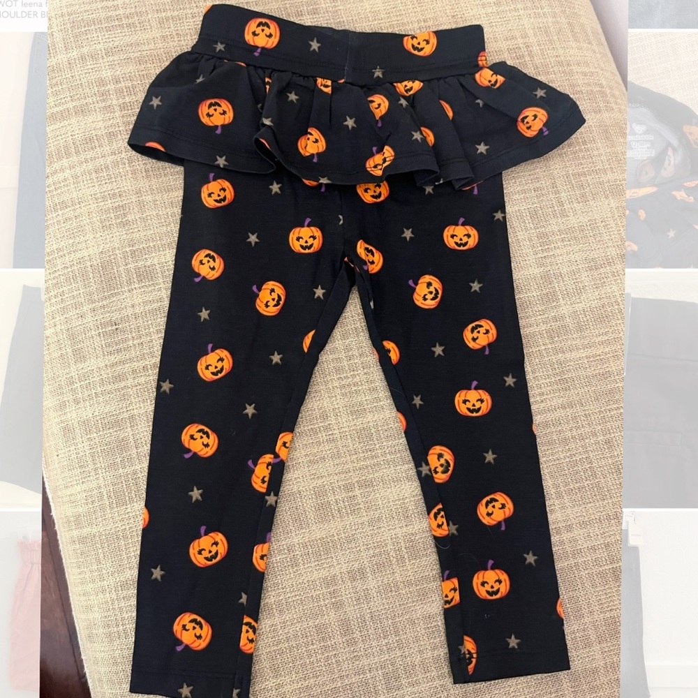 Halloween Pumpkin Print Leggings for baby with ruffle 12-18M NWT